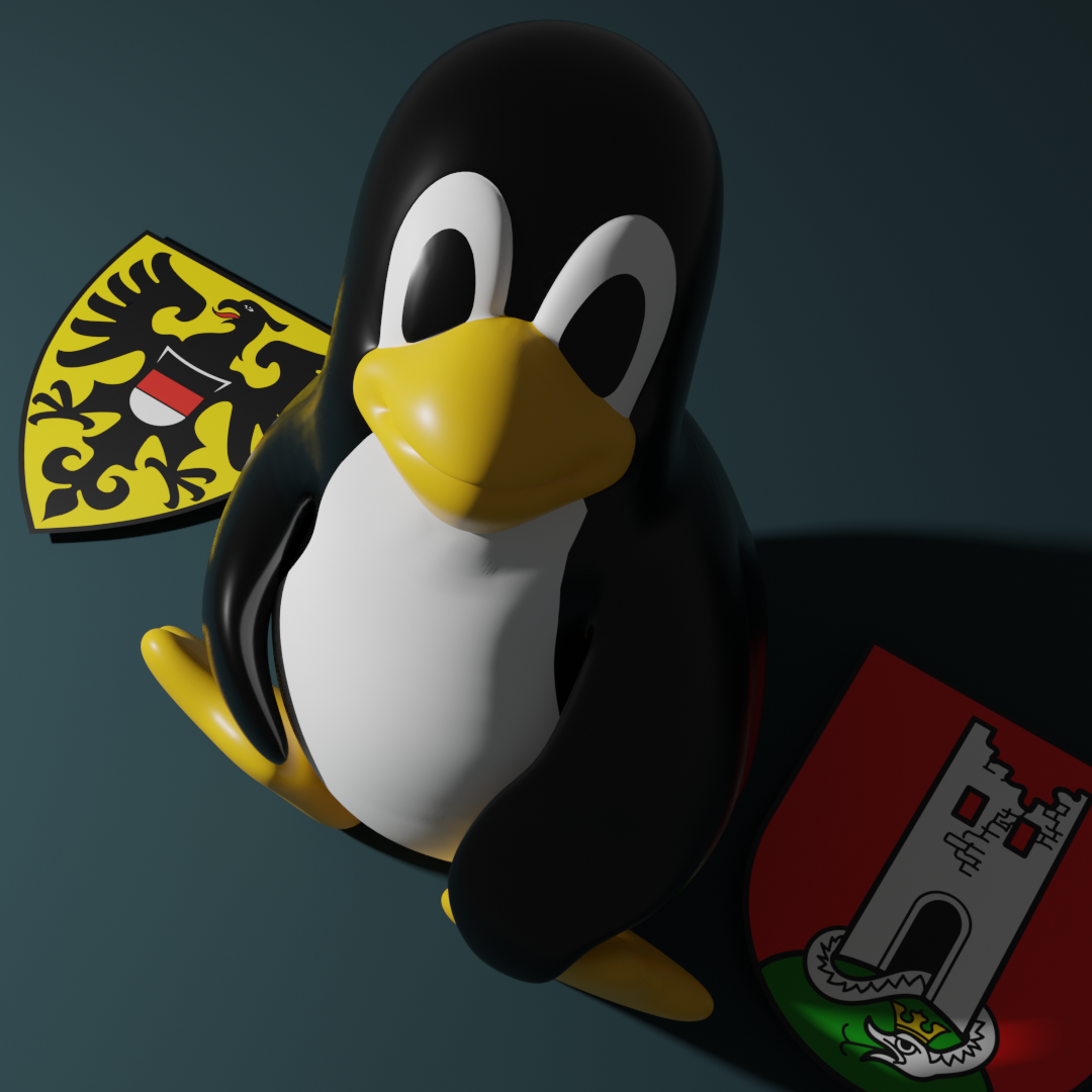 Tux mit Wappen